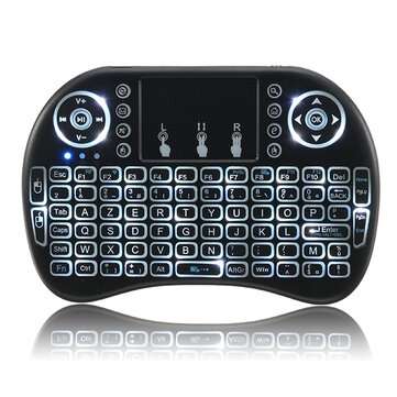 I8 2.4G Wireless White Backlit French Mini Keyboard Touchpad Air Mouse  (COLOR.: BLACK)