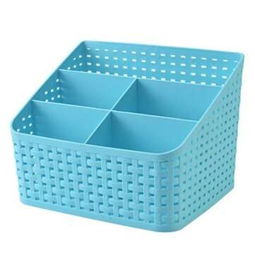 Imitation Rattan Colorful Multifunctional Cosmetics Remote Control Desktop Storage... (COLOR.: BLUE)