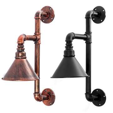 Industrial Steampunk Pipe Wall Lamp Vintage Metal Sconce Retro Light Bar Decor (COLOR.: REDRUST)