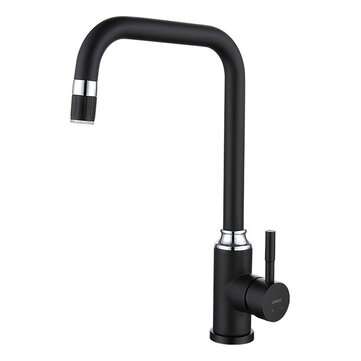 Intelligent Anti-Scald LED 3 Colors Matte Black Swivel Kitchen Faucet Tap Solid Brass Faucet Mixer T