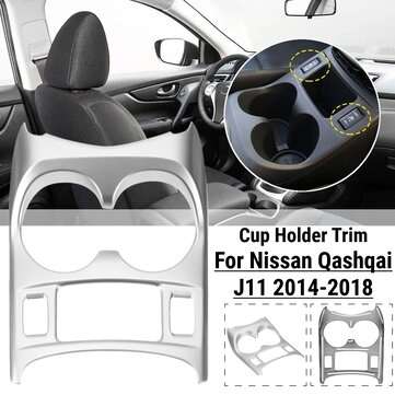 Interior Trim Molding Cup Holder Trim Cover For Nissan Qashqai J11 2014-2018 (COLOR.: SILVER)