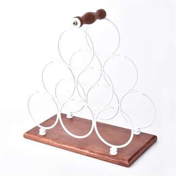 Iron 6 Bottles Rack Shelf Storage Holder Organizer Stand Display Tabletop (COLOR.: WHITE)