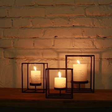 Iron Art Candle Holder Black Hollow Out Candelabra Candle Holders Candle Stick Candle ... (SIZE.: M)