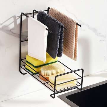 Iron Painted Kitchen Sink Stand Wall Mounted Rag Sponge Storage Rack Accessories Orgainzer Tools Gad