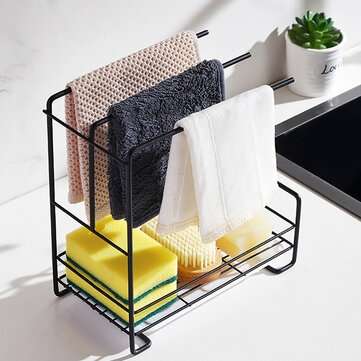 Iron Painted Kitchen Sink Stand Wall Mounted Rag Sponge Storage Rack Accessories Orgainzer Tools Gad