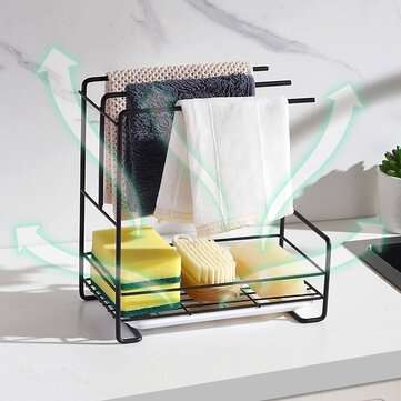 Iron Painted Kitchen Sink Stand Wall Mounted Rag Sponge Storage Rack Accessories Orgainzer Tools Gad