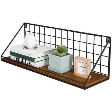 Iron Grid Decor Frame Art Storage Box Basket Wall Display Art Storage Box Basket ... (COLOR.: BLACK)