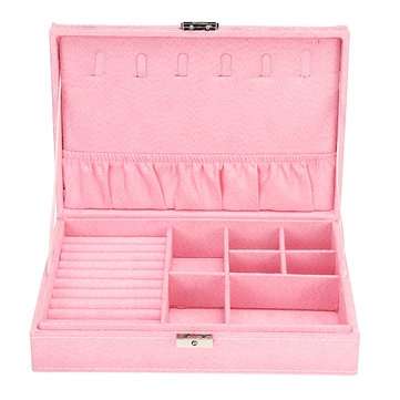 Jewelry Case Ring Earring Necklace Trinket Organizer Display Storage Box (COLOR.: PINK)