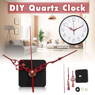 Kit Quartz Clock Movement Spindle Mechanism Parts Tool Set with Red Hands DIY