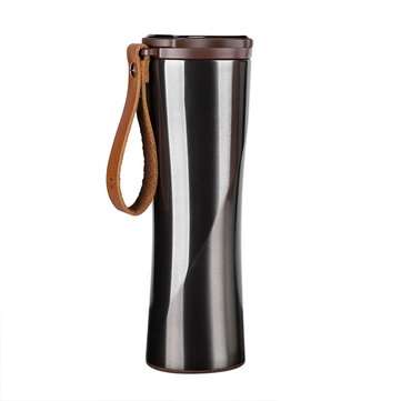 KISSKISS FISH S-U45W 430ML Portable Smart Vacuum Thermal Bottle Flask Insulation W... (COLOR: BLACK)