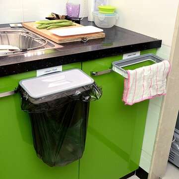 Kitchen Square Garbage Bag Holder Trash Rack Bag Holder Cupboard Door Back Hanging Drawer Storage Ra