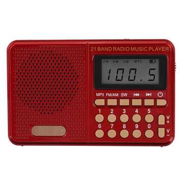 KK-62 Portable Retro Radio LED Display Speaker MP3 Player FM Radio TF Card U Disk AU... (COLOR: RED)