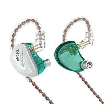 KZ AS12 12BA Balanced Armature Drives HIFI Bass Ear... (TYPE: WITH-MICROPHONE | COLOR.: SILVERGREEN)