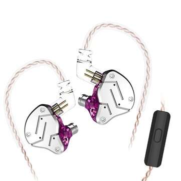 KZ ZSN HiFi Dynamic Balanced Armature Driver Earphone... (TYPE: WITHOUT-MICROPHONE | COLOR.: PURPLE)