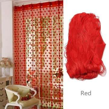 Lace Love Heart String Door Window Curtains Drapes Tassel Valance Decoration 100cm ... (COLOR.: RED)