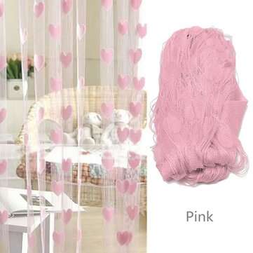 Lace Love Heart String Door Window Curtains Drapes Tassel Valance Decoration 100cm... (COLOR.: PINK)