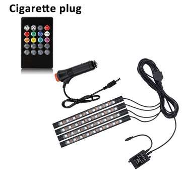 LED Car Foot Light Ambient Lamp USB Wireless Remote Music Con... (LED CAR LIGHT PLUG: CIGARETTEPLUG)