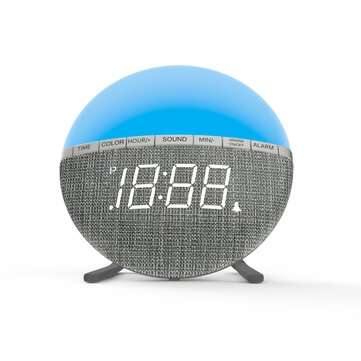 LED Colorful Fabric Alarm Clock Color Changing Bedside Alarm Clock Level 3 Nig... (COLOR.: COLORFUL)