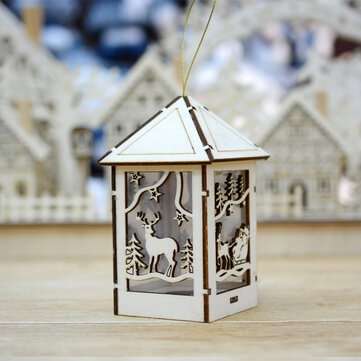 LED Light Wood House Cute Christmas Assembly Party Ornaments Holiday Decorations (COLOR.: 2)