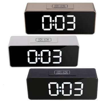 LED Mirror Alarm Clock Multifunctional Student Desktop Clock Makeup Mirror Clock ... (COLOR.: WHITE)