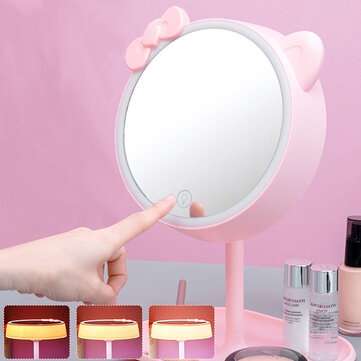 LED Makeup Mirror USB Touch Screen Tabletop Cosmetic Vanity Light Make U... (LIGHT COLOR: WARMWHITE)