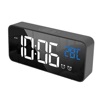 LED Music Alarm Clock Digital Snooze Function Temperature Display Table Home Mirror... (COLOR: GREY)