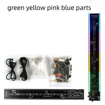 LED Rhythm Light 60 Segments DIY Electronic Kit Voice Control an... (COLOR.: GREEN&YELLOW&PINK&BLUE)