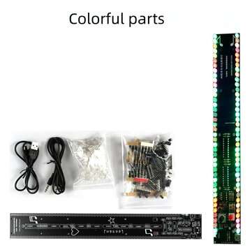 LED Rhythm Light 60 Segments DIY Electronic Kit Voice Control and Drive-By-Wir... (COLOR.: COLORFUL)