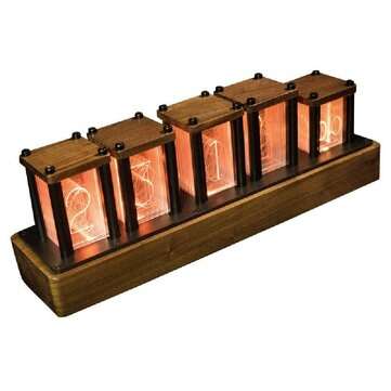 LED RGB Pseudo Glow Tube Digital Clock Nordic Style Desktop Assembly Walnut Decoration
