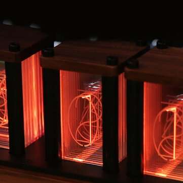 LED RGB Pseudo Glow Tube Digital Clock Nordic Style Desktop Assembly Walnut Decoration