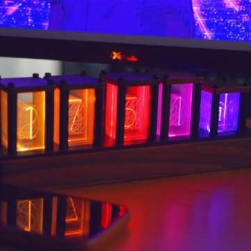 LED RGB Pseudo Glow Tube Digital Clock Nordic Style Desktop Assembly Walnut Decoration