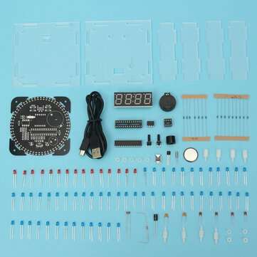 LED Rotating Electronic Temperature Display Digital Clock Learning Kit Box DIY