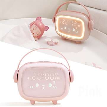 LED Smart Kids Alarm Clock Cute Night Light Alarm Clock Timing Countdown Alarm Cloc... (COLOR: PINK)