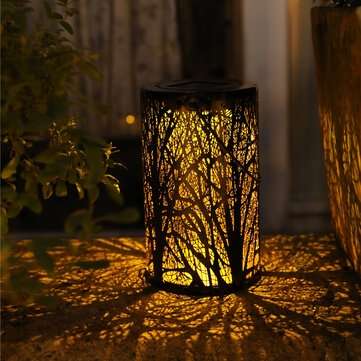 LED Solar Lantern Hanging Light with Handle Solar Lantern Waterproof Solar Landscape Lantern Shadow