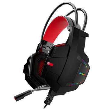 Lenovo HU85 Gaming Headset 40mm Driver HIFI Noise Reduction RGB Luminous Head-Moun... (COLOR: BLACK)