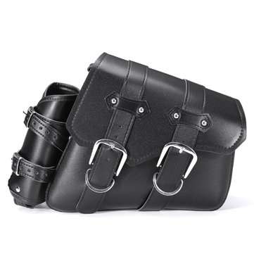 Left/Right Side Universal Motorcycle Saddlebags PU Leather Waterproof Black (DIRECTION: LEFT)