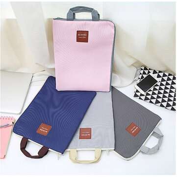 Libo Waterproof Computer Bag Canvas Zipper Multi Functional Multi-Layer A4 Fil... (COLOR: LIGHTGREY)