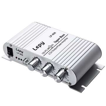 Lepy LP-808 12V MiNi Portable Wired HiFi Amplifier For Home Car Phone (COLOR.: WHITE)