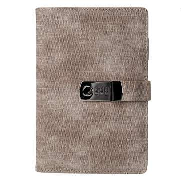 Lockable A5 Diary Notebook Combination Locking PU Journal Writing Notebook Planne... (COLOR.: KHAKI)