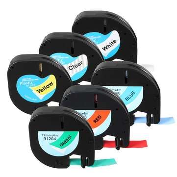 LT 91201/91200/12267 Label Tape Compatible For Dymo LetraTag 12mmx4m Cassette (COLOR.: RED)