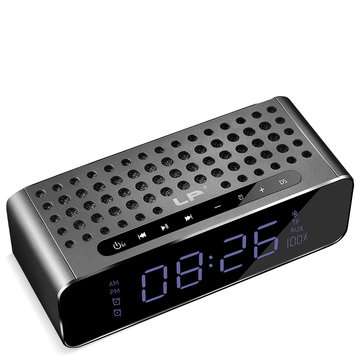LP USB TF Card AUX bluetooth 4.2 Wireless Mini Dual Speakers Subwoofer LED HD Lar... (COLOR.: BLACK)