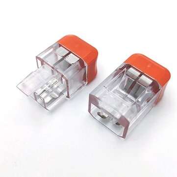 LT-22 2 Pin Transparent Quick Wire Connector Universal Compact Electrical Push-in Butt Conductor Ter