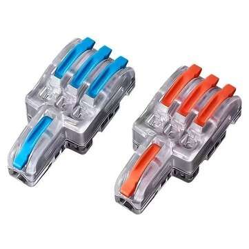 LUSTREON F13 Wire Connector 1 In 3 Out Color Handle Branch Terminal Transparent S... (COLOR: ORANGE)