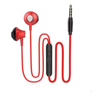 M10 Portable Metal Wired Earphone 3.5mm Super Bass In-ear Noise Cancelling Sport Ea... (COLOR.: RED)