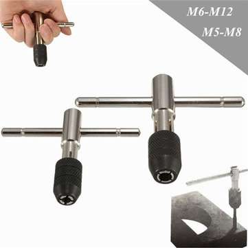 M5-M8 M6-M12 T Handle Tap Wrench Chuck Type Adjustable Hand Tool (SIZE: #2)