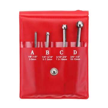 Machifit 4pcs 3-13mm Hole Precision Gauge Full Ball Type Small Telescoping Gauge Tool Set Hole Bore