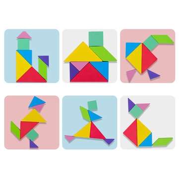Macaron Color Magnetic Tangram Colorful Jigsaw Puzzle Children Brain Development Educational Wooden