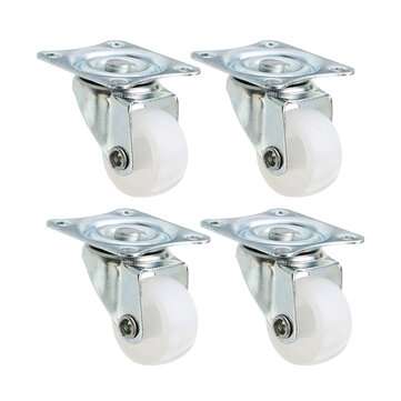 Machifit CC-2004 4pcs 1 Inch White PP Plastic Furniture Foot Wheel Flat Moving Universal Wheels
