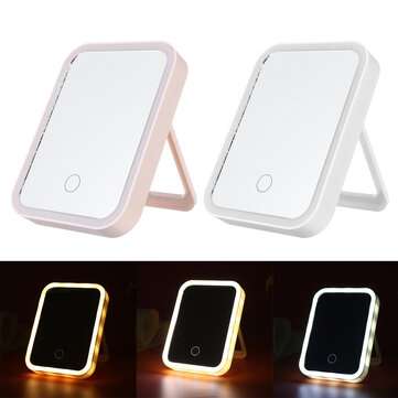 Make-up Mirror Rechargeable Light-filled Desktop Folding... (LIGHT COLOR: THREECOLORS | COLOR: PINK)