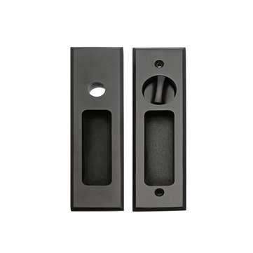 Matte Black Sliding Door Lock Flush Handle Finger Pull Set Kitchen Bathr... (SHAPE2: RECTANGLESHAPE)